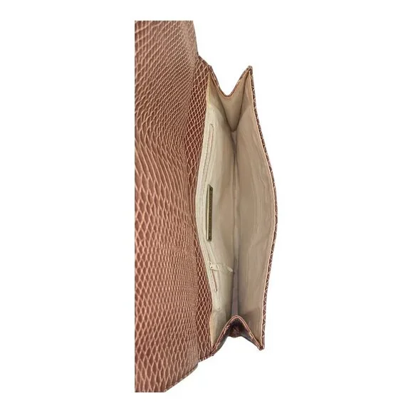 Vintage Zambos & Siega Faux Snakeskin Brown Clutch Bag Metal Handle 13x8x1.5 - Picture 4 of 9